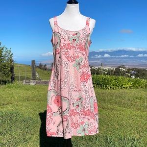 Hilo Hattie Aloha Lei Floral Sleeveless Dress L